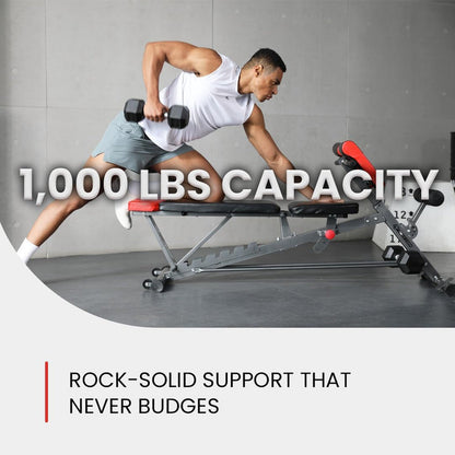 Multi-Functional FID Weight Bench for Full All-In-One Body Workout – Hyper Back Extension, Roman Chair, Adjustable Ab Sit up Bench, Incline Decline Bench, Flat Bench