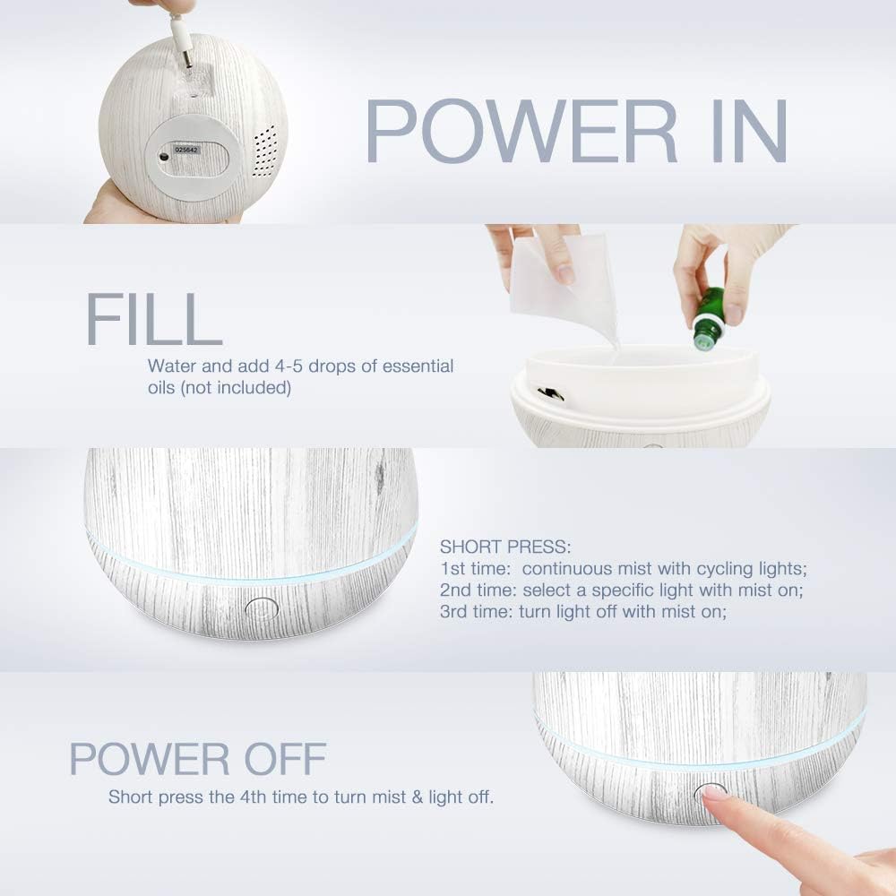 Cool Mist Humidifiers - Essential Oil Diffusers with 7 Lighting Options - Auto Shut off Humidifiers for Bedroom, Home & Office