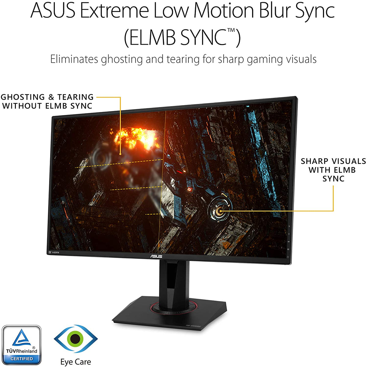 TUF Gaming 27" 2K HDR Gaming Monitor (VG27AQ) - QHD (2560 X 1440), 165Hz (Supports 144Hz), 1Ms, Extreme Low Motion Blur, Speaker, G-SYNC Compatible, VESA Mountable, Displayport, Hdmi,Black
